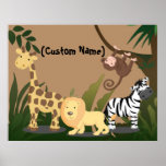 Custom Kids Baby Name JungleZoo Wall Art Poster posters