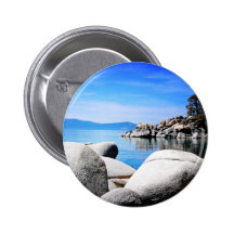 Custom Lake Tahoe Sand Harbour Photograph Pinback Buttons
