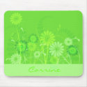 Custom Lime Green Floral Mousepad
