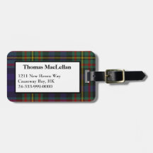 Custom MacLellan Tartan Plaid Luggage Tag