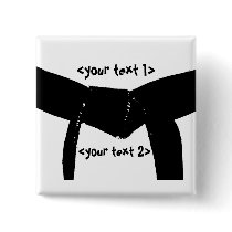 Custom Martial Arts Black Belt Square Button