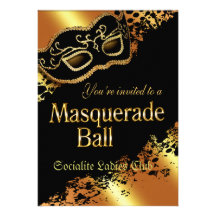 Custom Metallic Gold Masquerade Ball Invitation