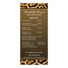 CUSTOM Mobile Spray Tanning Price List Rack Card