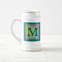 Custom Monogram Image on Teal Pattern. Coffee Mug