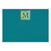 Custom Monogram Image on Teal Pattern. Personalised Invitations