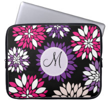 Custom Monogram Purple Pink White Flower Art Computer Sleeves
