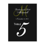 Custom Monogram Wedding Table Number Cards Post Cards