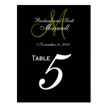 Custom Monogram Wedding Table Number Cards Post Cards