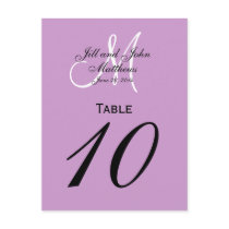 Custom Monogram Wedding Table Number Purple Postcards