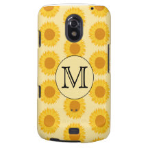 Custom Monogram, with Yellow Sunflowers. Samsung Galaxy Nexus Cover