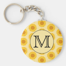 Custom Monogram, with Yellow Sunflowers. Keychains