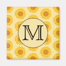 Custom Monogram, with Yellow Sunflowers. Magnets