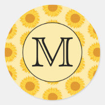 Custom Monogram, with Yellow Sunflowers. Stickers