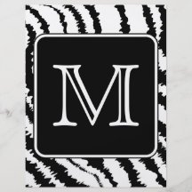 Custom Monogram, Zebra Pattern Animal Print. Custom Flyer