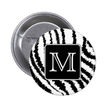 Custom Monogram, Zebra Pattern Animal Print. Pin