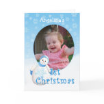 Custom Name 1st Christmas Snowman Photo Card