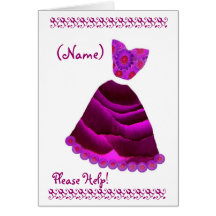 CUSTOM NAME Bridesmaid  Invitation MAGENTA  Gown Greeting Card