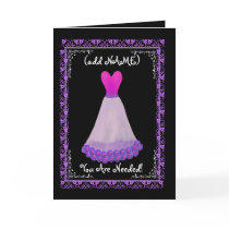 (Custom Name) BRIDESMAID Invitation PURPLE Gown