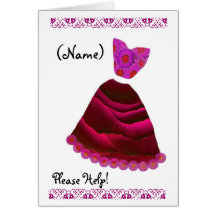 CUSTOM NAME Bridesmaid MAGENTA & RUBY RED Gown Card