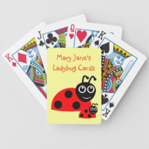 Custom Name Cute Funny Ladybug Playing Cards