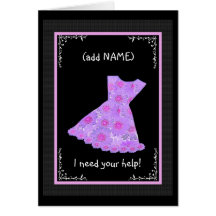 CUSTOM NAME Junior Bridesmaid LILAC PURPLE Dress Greeting Cards