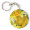 Custom Name keychain Yellow Daffodil Flowers