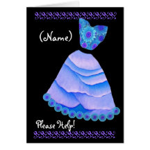 CUSTOM NAME Maid of Honour  Invitation BLUE Gown Greeting Cards