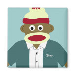 Custom Name or Monogram Sock Monkey Boy magnets
