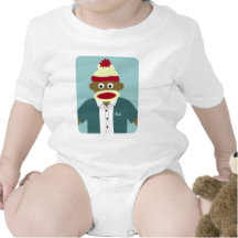 Custom Name or Monogram Sock Monkey Boy T-shirts