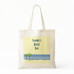 Custom Name Palm Tree Ocean Beach Scene Tote Bag