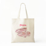 Custom Name Pink Ballet Shoes Tote Bag Template