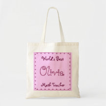 CUSTOM NAME World's Best MATH Teacher Canvas Bag