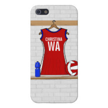 Custom Netball Uniform Red with Blue and White iPhone 5 Covers