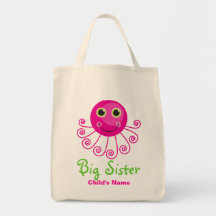 Custom Octopus Big Sister Child's Name Canvas Bags