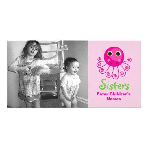 Custom Octopus Big Sister Child's Name Picture Card