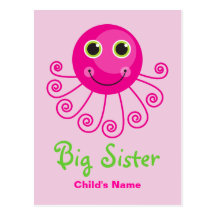 Custom Octopus Big Sister Child's Name Postcard