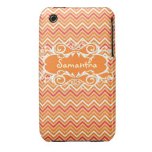 Custom Orange Chevron Name Iphone4s case iPhone 3 Cover