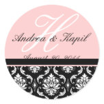 Custom Order Wedding Monogram Pink Damask Seal stickers