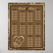 Custom Ornate Gold Wedding Table Seating Chart Poster