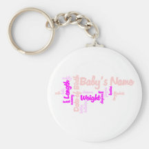 Custom Personalised Birth Announcement Keychain