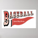 Custom Personalised Retro Style Baseball Poster posters