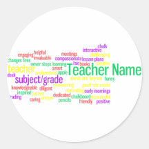 Custom Personalised Teacher Word Cloud Sticker