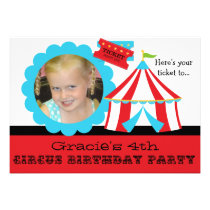 Custom Photo Circus Ticket Birthday 5x7 Invitation invitations