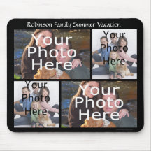 Custom Photo Collage Mousepad Add 4 Photos +Title