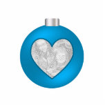 Custom Photo Ornament Blue Heart Bulb Photo Cut Out