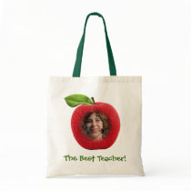 Custom Photo & Text Apple Face Tote Bag