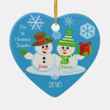 Custom Photo & Text Couple's First Christmas Ornament