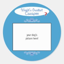 Custom Photo! Worlds Greatest Cavapoo Round Stickers