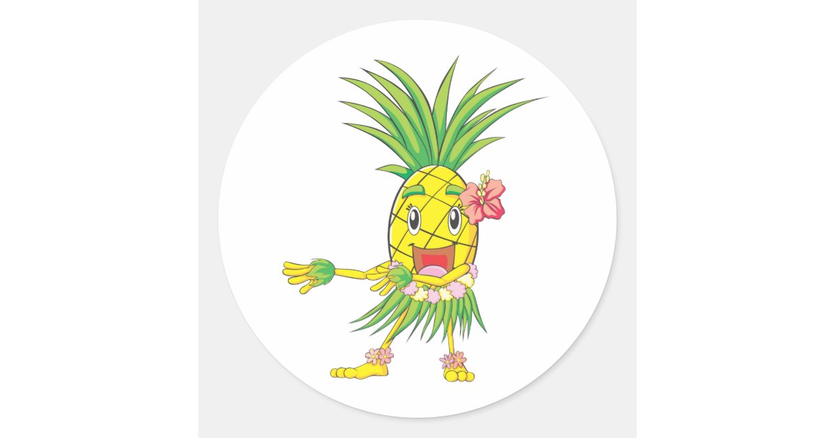 Custom Pineapple Hula Dancer Dancing Round Sticker Zazzle