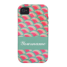 Custom Pink Teal Scales iPhone 4 Cases